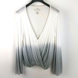 AEO Soft & Sexy Ombre Wrap Style Top, White, Large